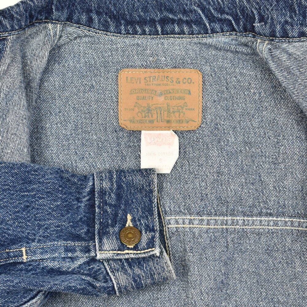 Youth Kids Vintage Levi's Denim Trucker Jacket - S - Picture 7 of 8